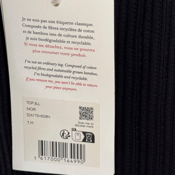 NWT Sezane Jill top - Black - Size M - Picture 5 of 5